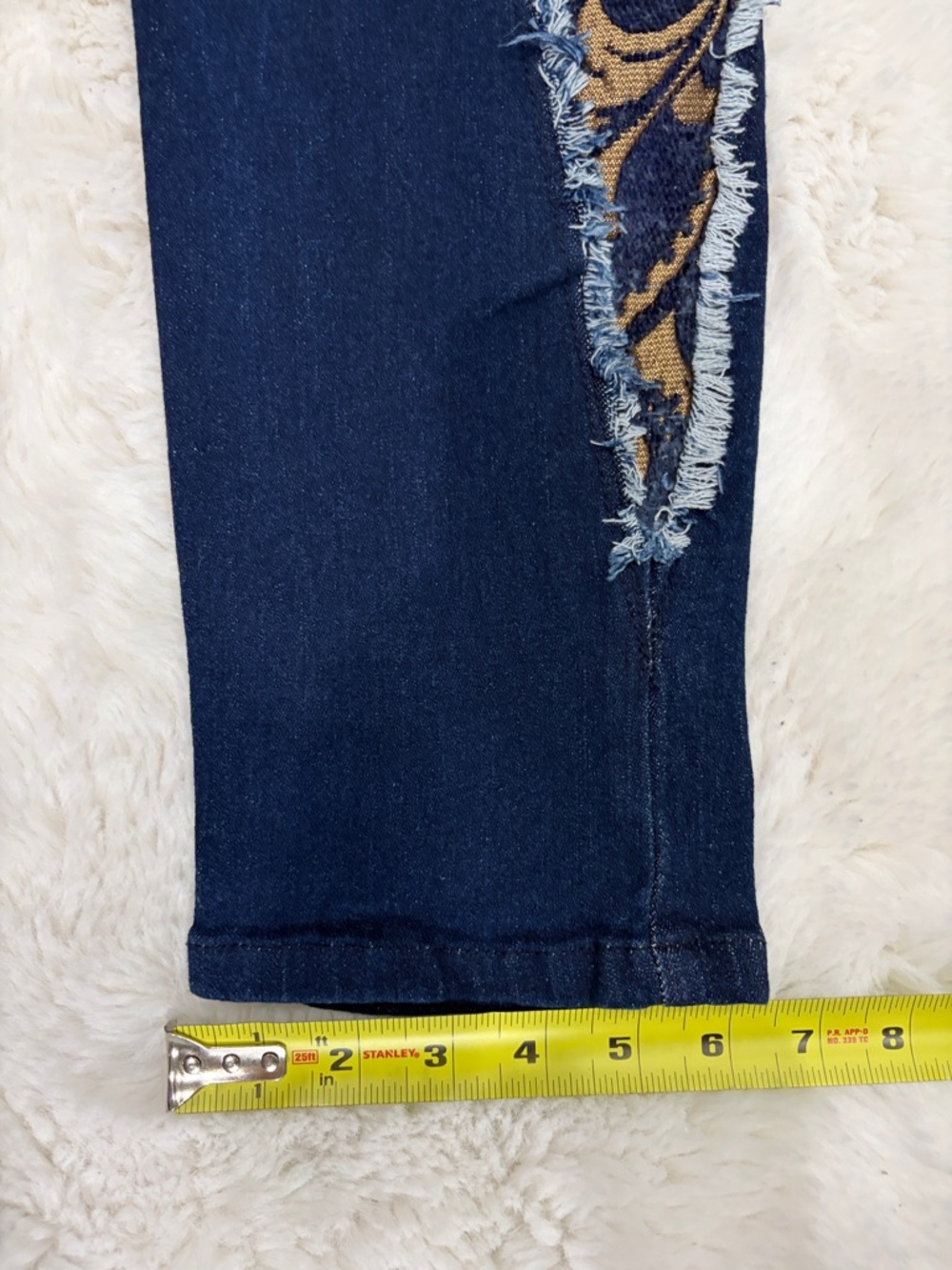 Reason Embroidered Side-Panel Skinny Jeans - Navy & Gold,Size 36x32 - Picture 16 of 17
